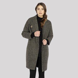 NYT Wool Blend Oversized Checkered Jacket in Peat